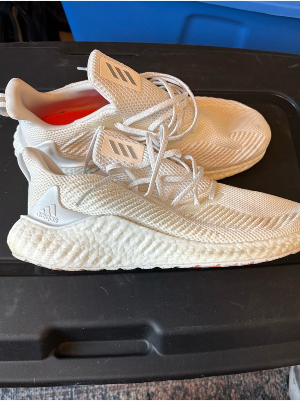 adidas Ultraboost White Sneakers with Red Insole
